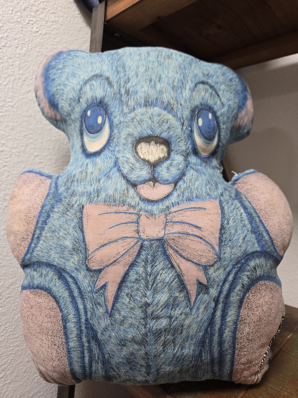 Cranston Cut Sew Blue Pink Bear Pillow 16" Stuffed Toy Doll Complete Vintage 70s
